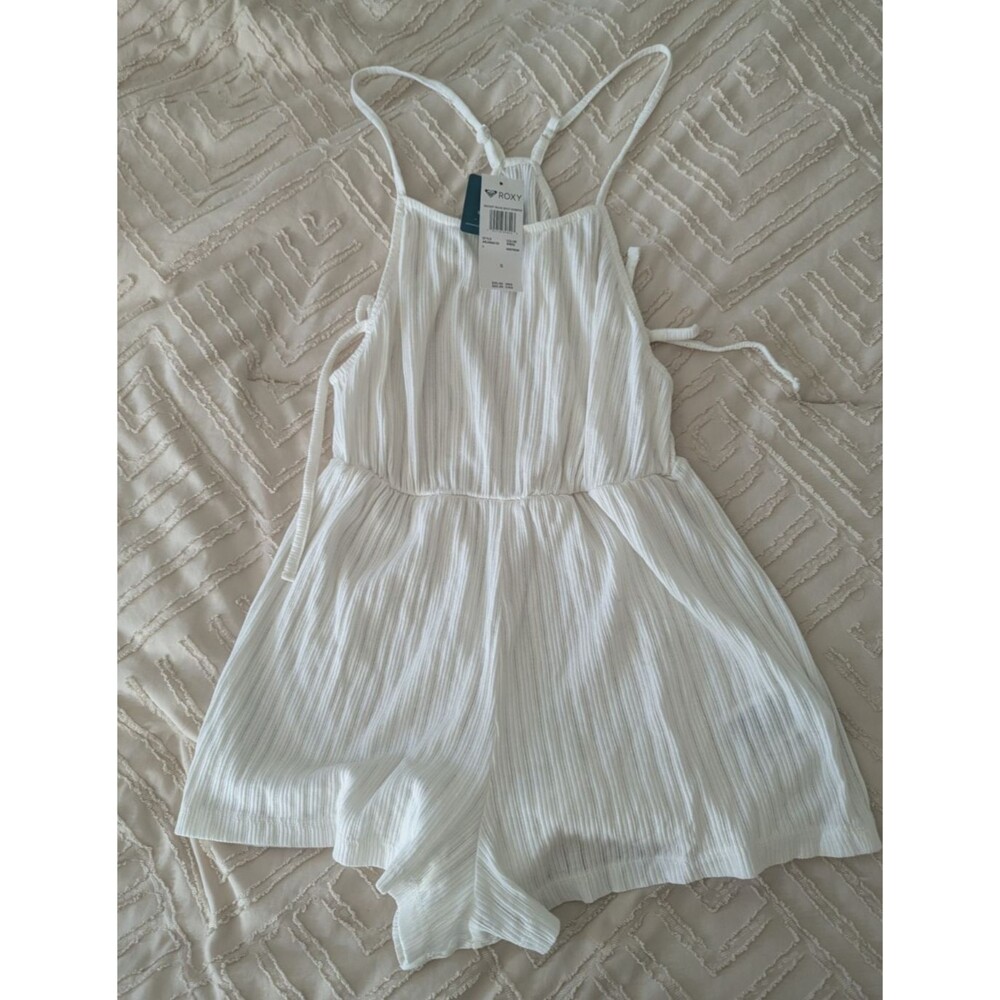 Roxy Secret Wave Spot Romper NEW White Size Large Racerback  Tie beach summer
